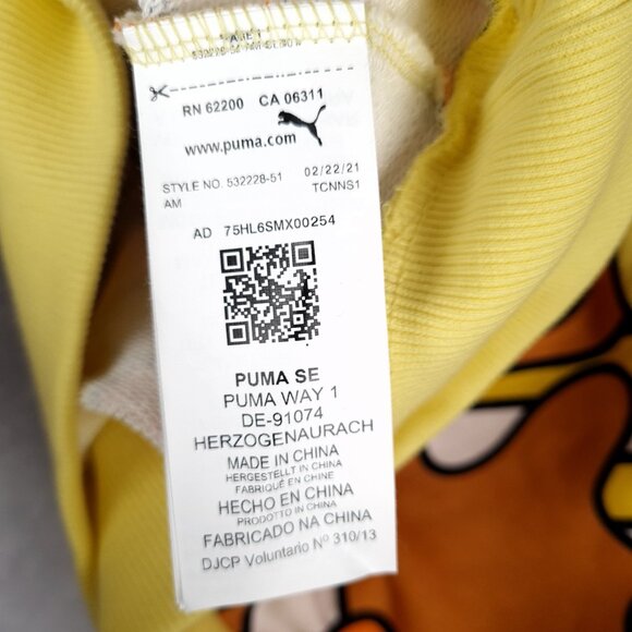 Puma BRITTO Hoodie Mens Large Yellow Orange AOP Graffiti Art Streatwear 90s insp - Picture 15 of 16